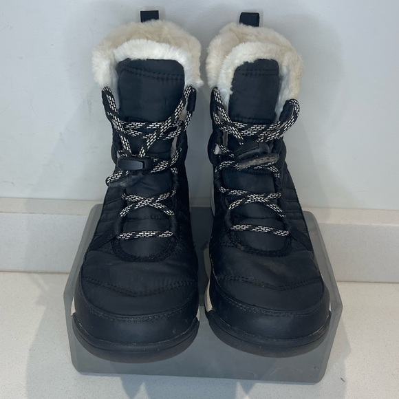 SOREL WHITNEY II white fur black WINTER BOOT waterproof toggle big girl sz 4 - Picture 11 of 15